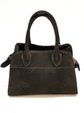 HE1135 Dark Brown Suede Top Handle Bag