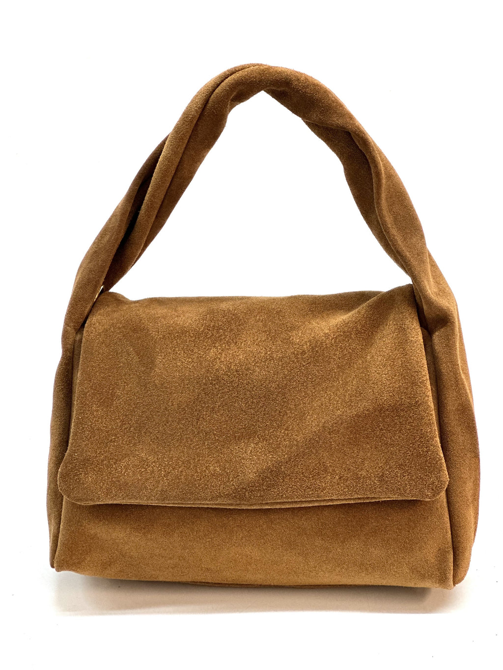 HE1152 Tan Flap Suede Top Handle Bag