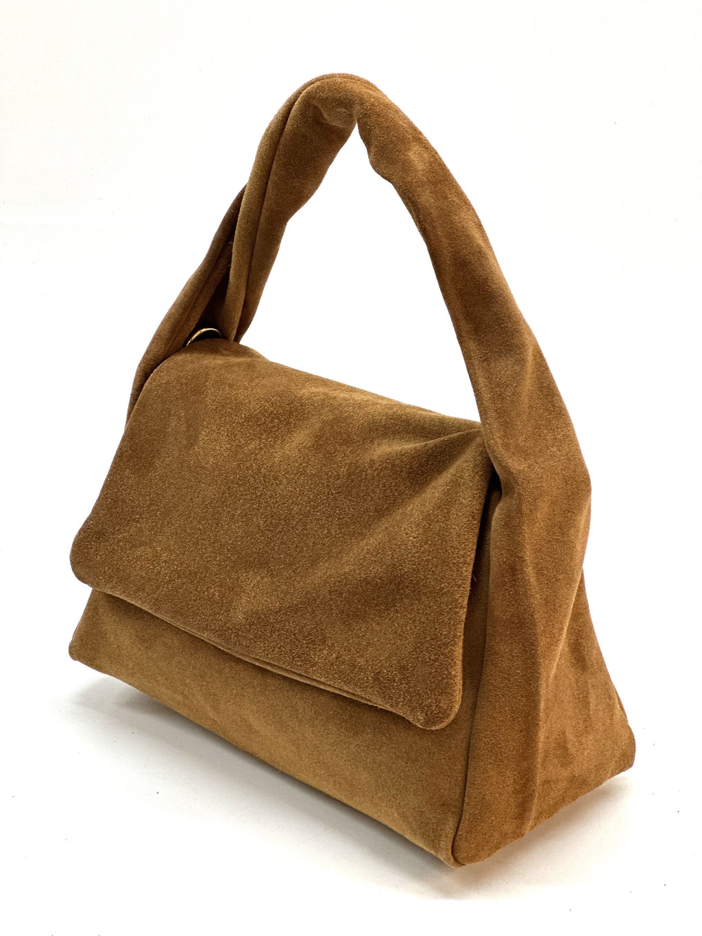 HE1152 Tan Flap Suede Top Handle Bag
