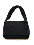 HE1153 Black Flap Suede Top Handle Bag