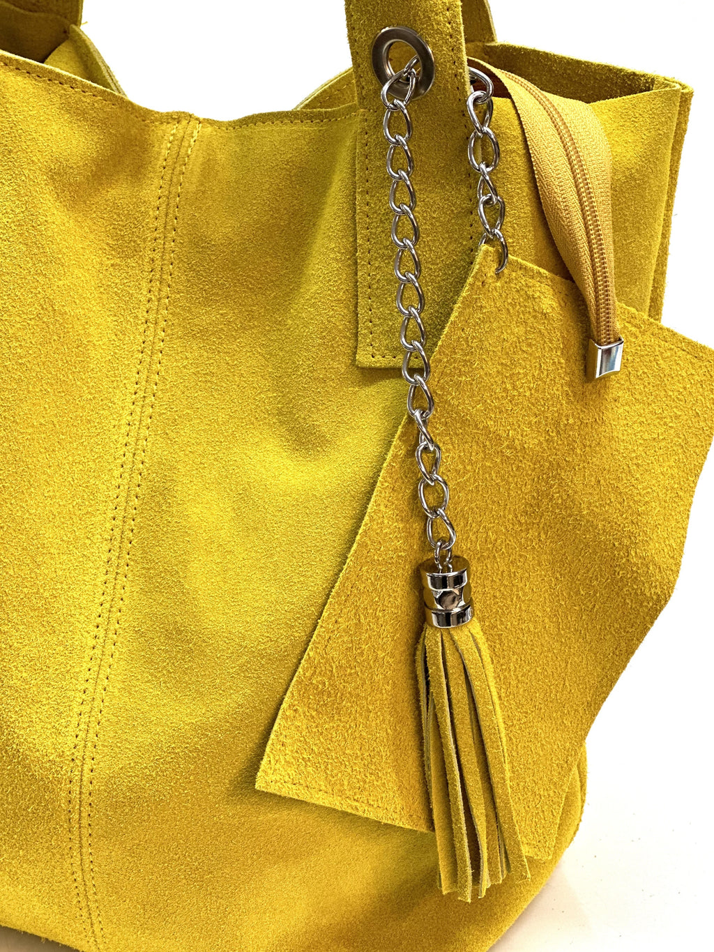 HE1156 Yellow Tassel Suede Tote Bag
