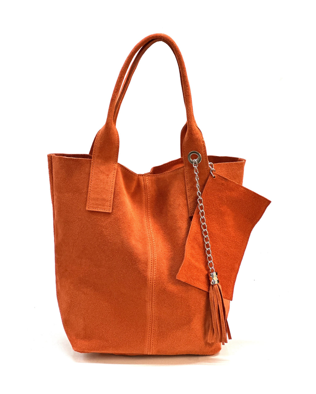 HE1157 Papaya Tassel Suede Tote Bag