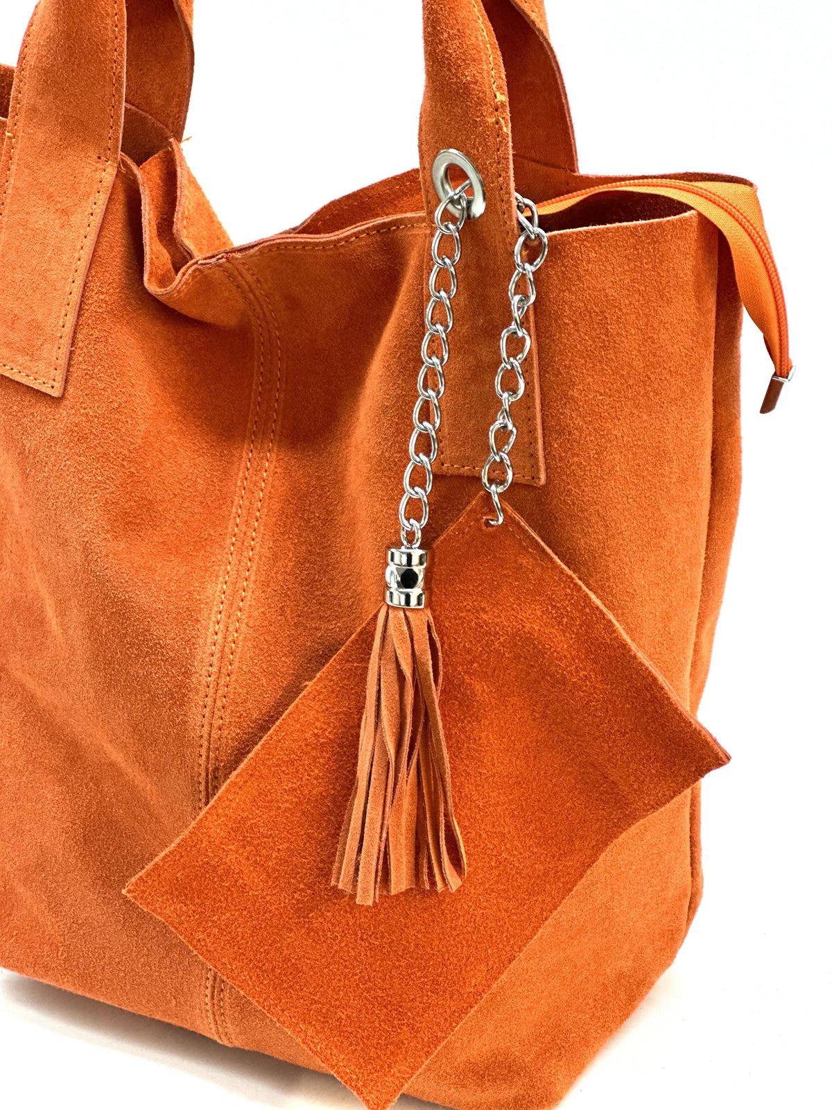 HE1157 Papaya Tassel Suede Tote Bag