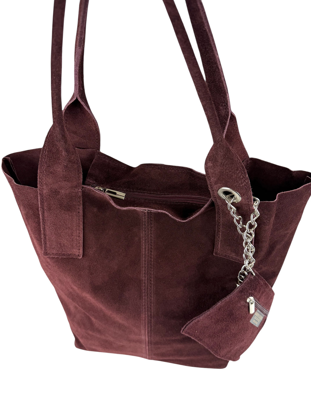 HE1159 Burgundy Tassel Suede Tote Bag