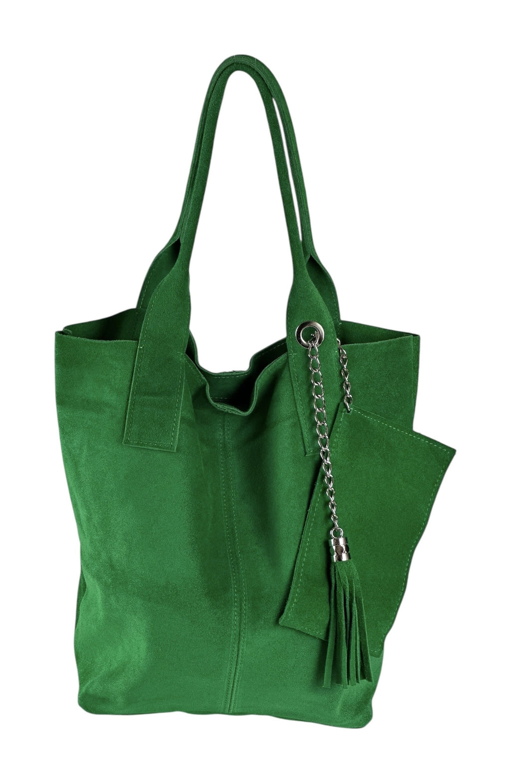 HE1163 Apple Green Tassel Suede Tote Bag