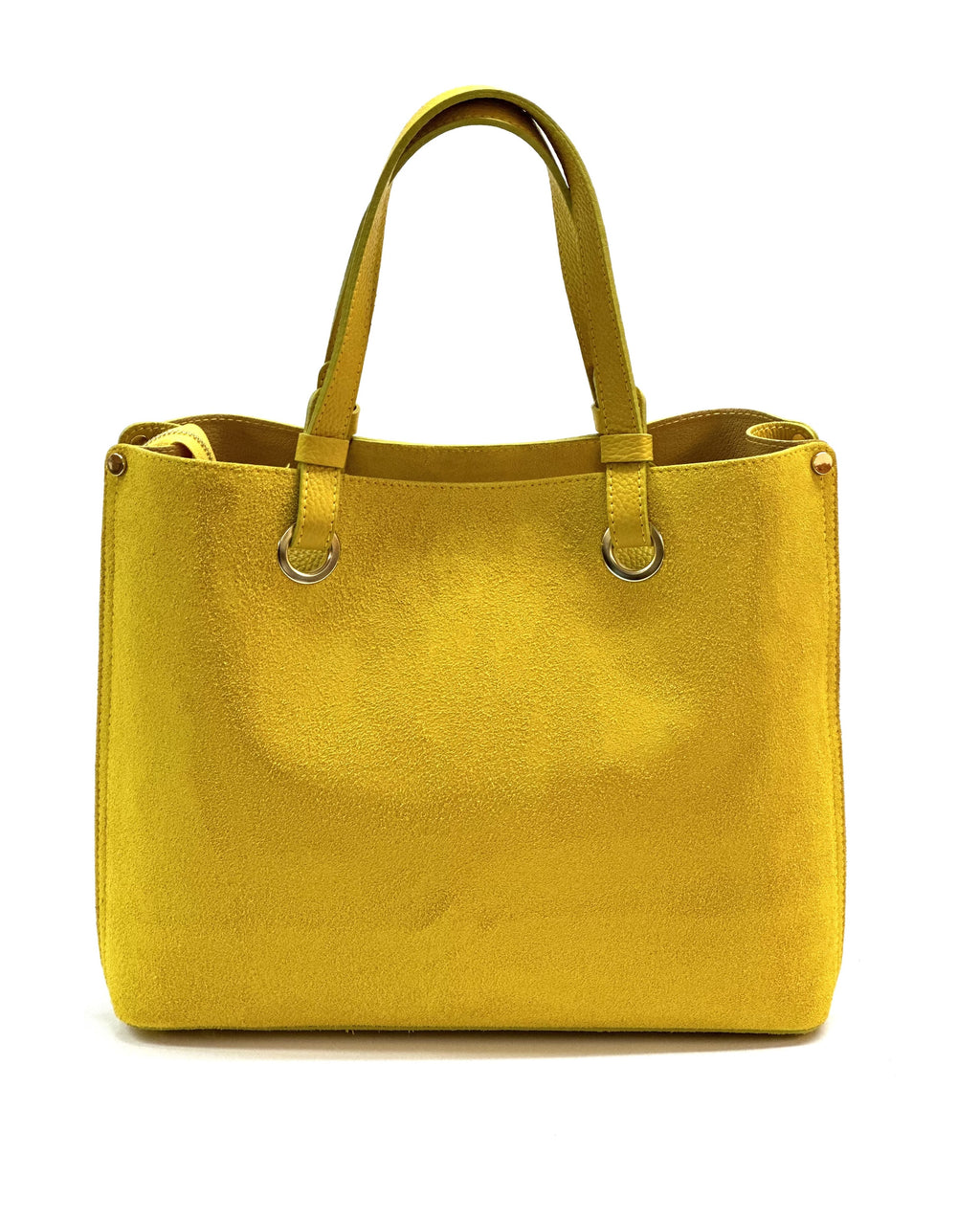 HE1166 Yellow Suede Top Handle Bag