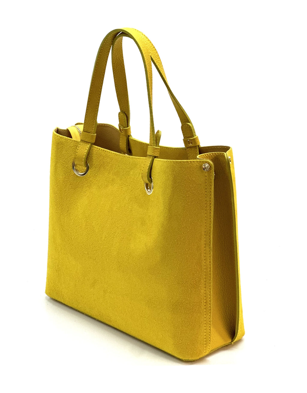 HE1166 Yellow Suede Top Handle Bag