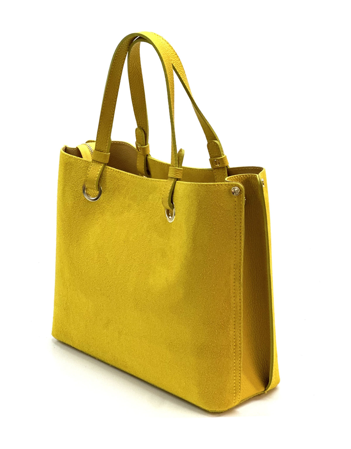 HE1166 Yellow Suede Top Handle Bag