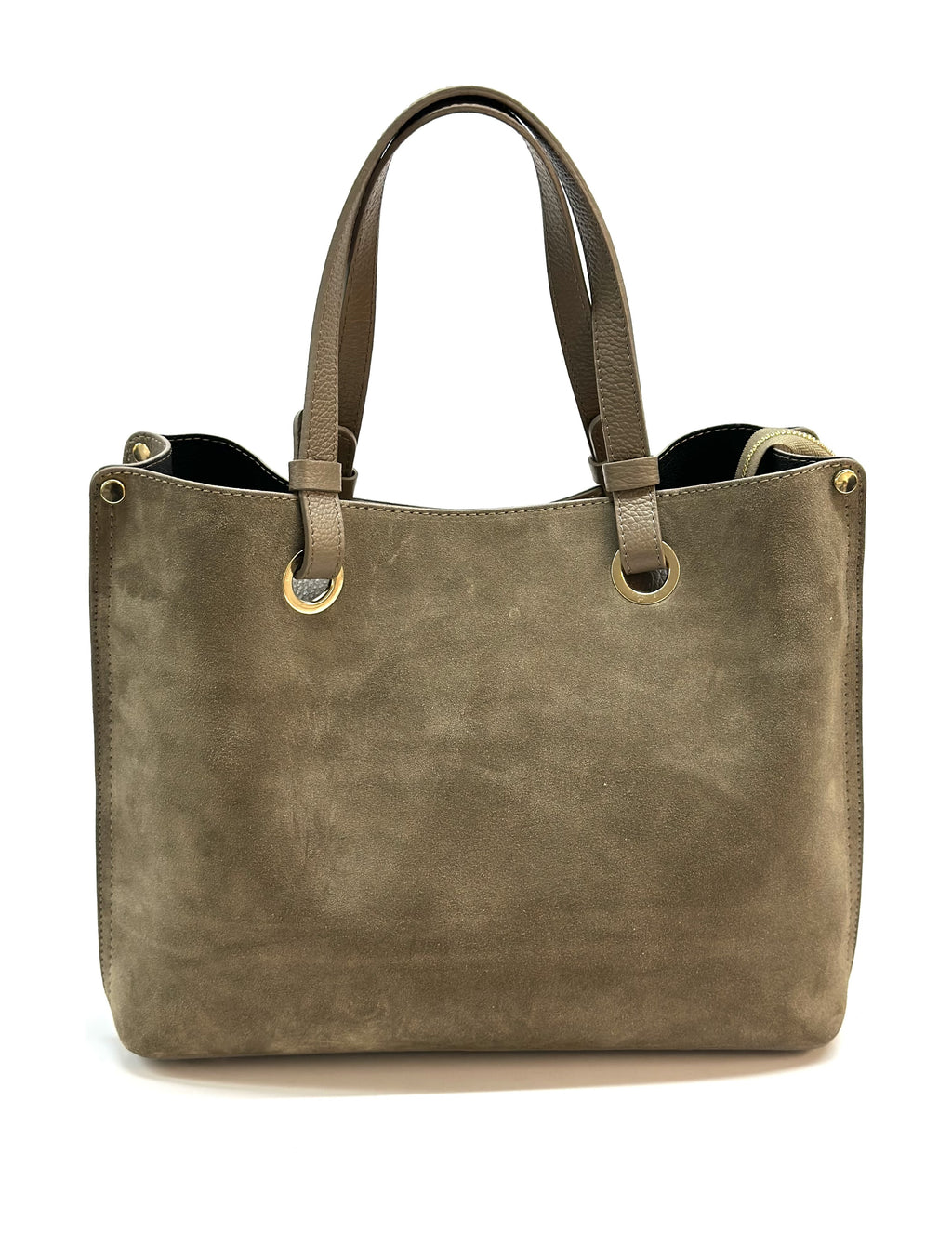 HE1167 Dark Taupe Suede Top Handle Bag