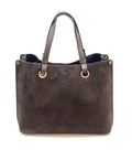 HE1168 Dark Brown Suede Top Handle Bag