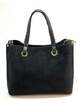 HE1169 Black Suede Top Handle Bag