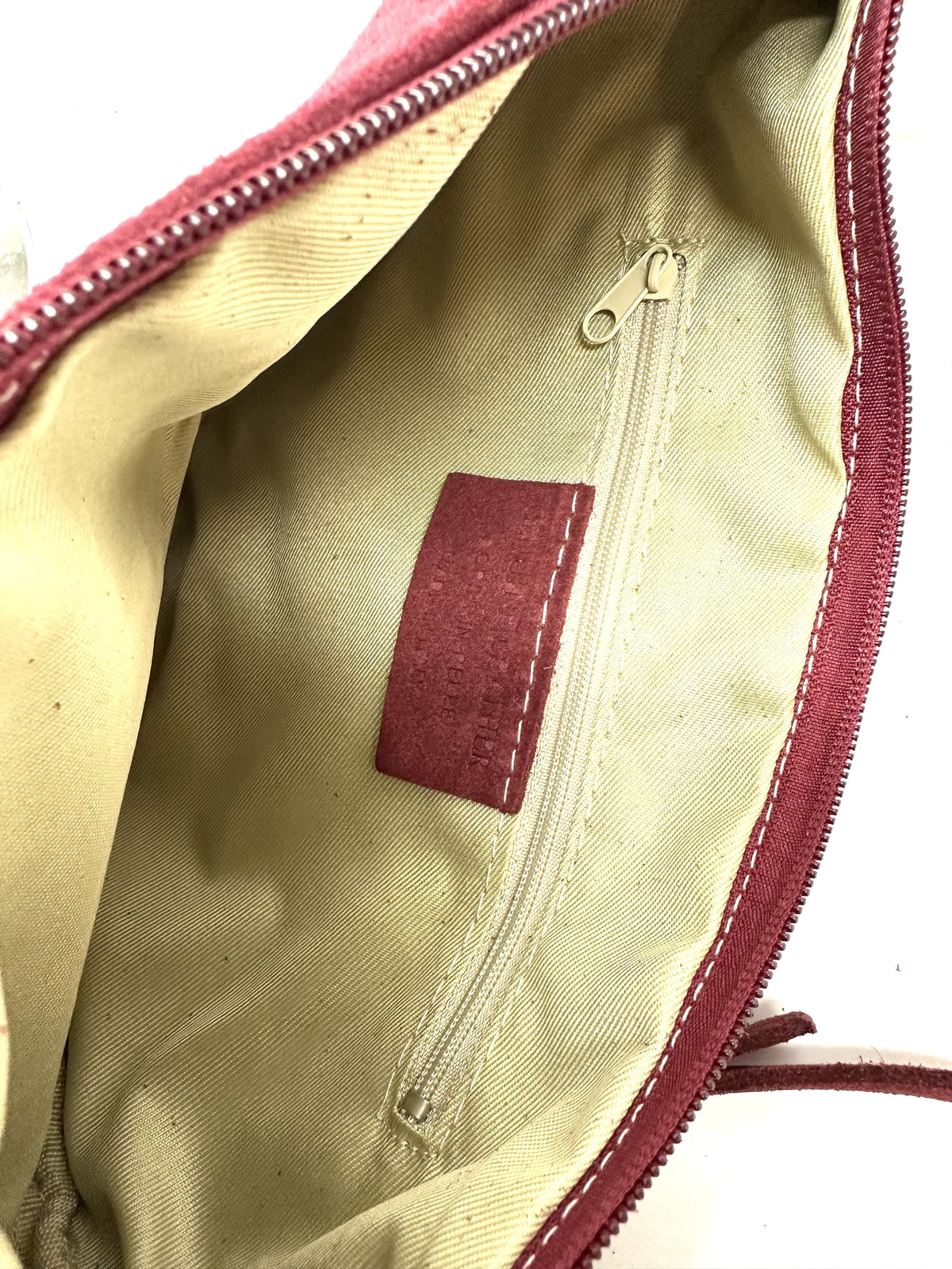 HE1173 Burgundy Half-Moon Suede Shoulder Bag
