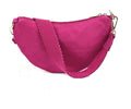 HE1175 Fuchsia Half-Moon Suede Shoulder Bag