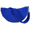 HE1177 Bright Blue Half-Moon Suede Shoulder Bag