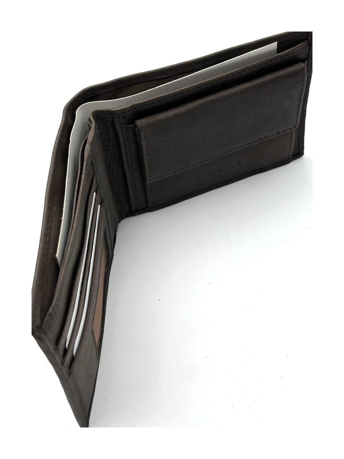 HE118 Dark Brown Open Bifold Wallet