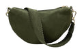 HE1180 Military Green Half-Moon Suede Shoulder Bag