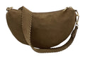 HE1181 Dark Taupe Half-Moon Suede Shoulder Bag