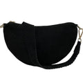 HE1188 Black Half-Moon Suede Shoulder Bag