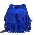 HE1193 Bright Blue Fringe Suede Bucket Bag