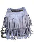 HE1197 Indigo Fringe Suede Bucket Bag