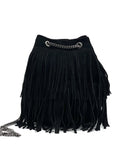 HE1202 Black Fringe Suede Bucket Bag
