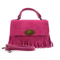 HE1204 Fuchsia Fringe Suede Top Handle Bag