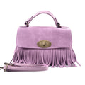 HE1206 Lilac Fringe Suede Top Handle Bag