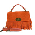 HE1208 Papaya Fringe Suede Top Handle Bag