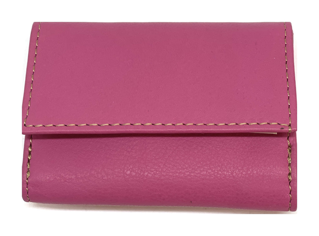 HE121 Fuchsia Leather Trifold Snap Wallet
