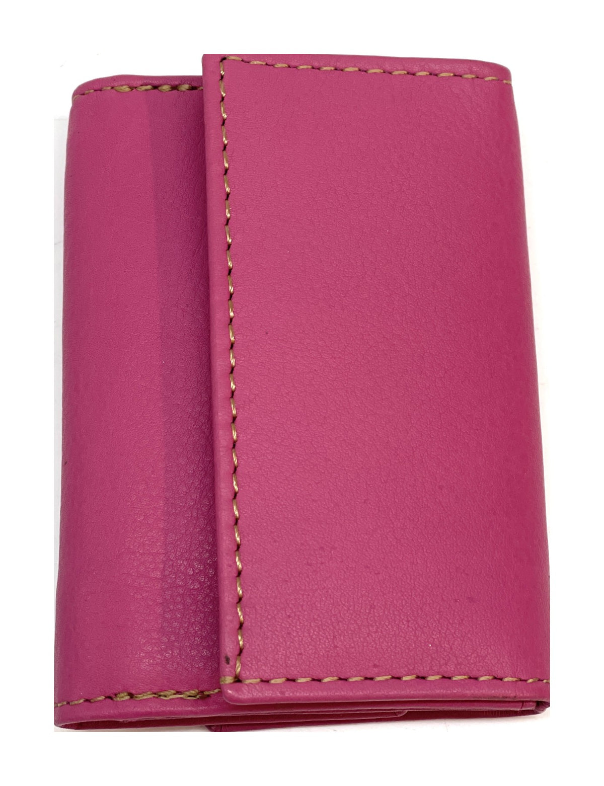 HE121 Fuchsia Leather Trifold Snap Wallet