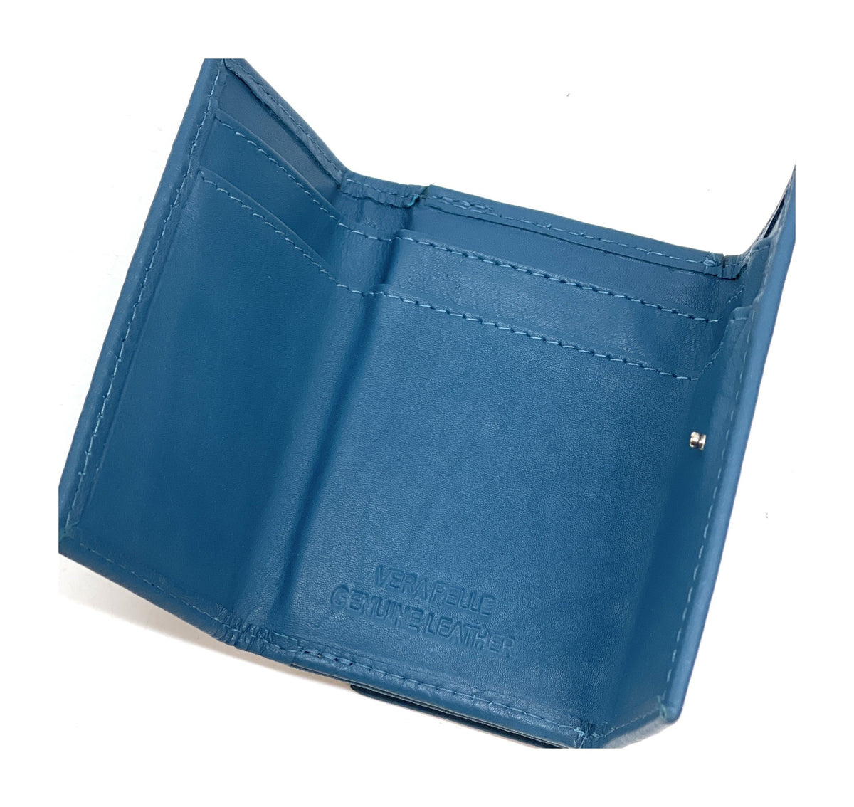 HE122 Steel Blue Trifold Snap Wallet