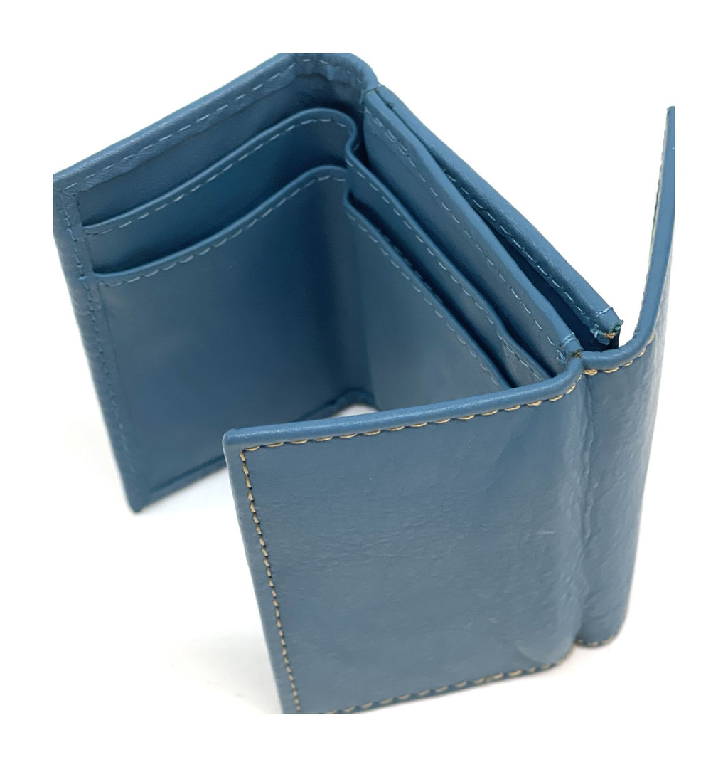 HE122 Steel Blue Trifold Snap Wallet