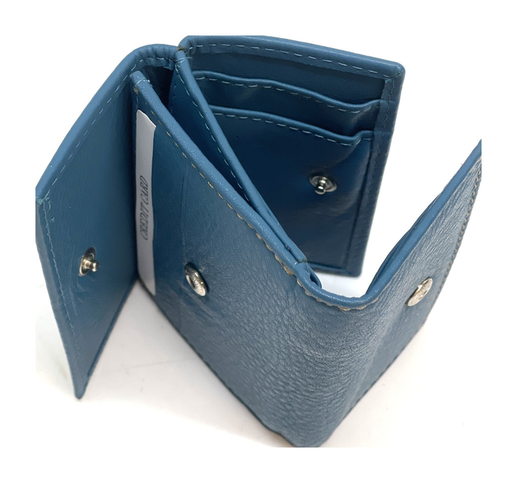 HE122 Steel Blue Trifold Snap Wallet