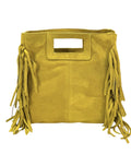 HE1220 Yellow Fringe Suede Top Handle Bag