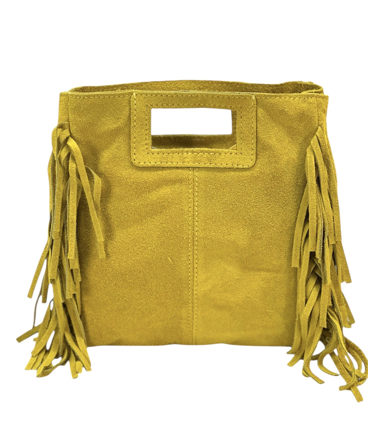 HE1220 Yellow Fringe Suede Top Handle Bag