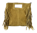 HE1221 Mustard Fringe Suede Top Handle Bag