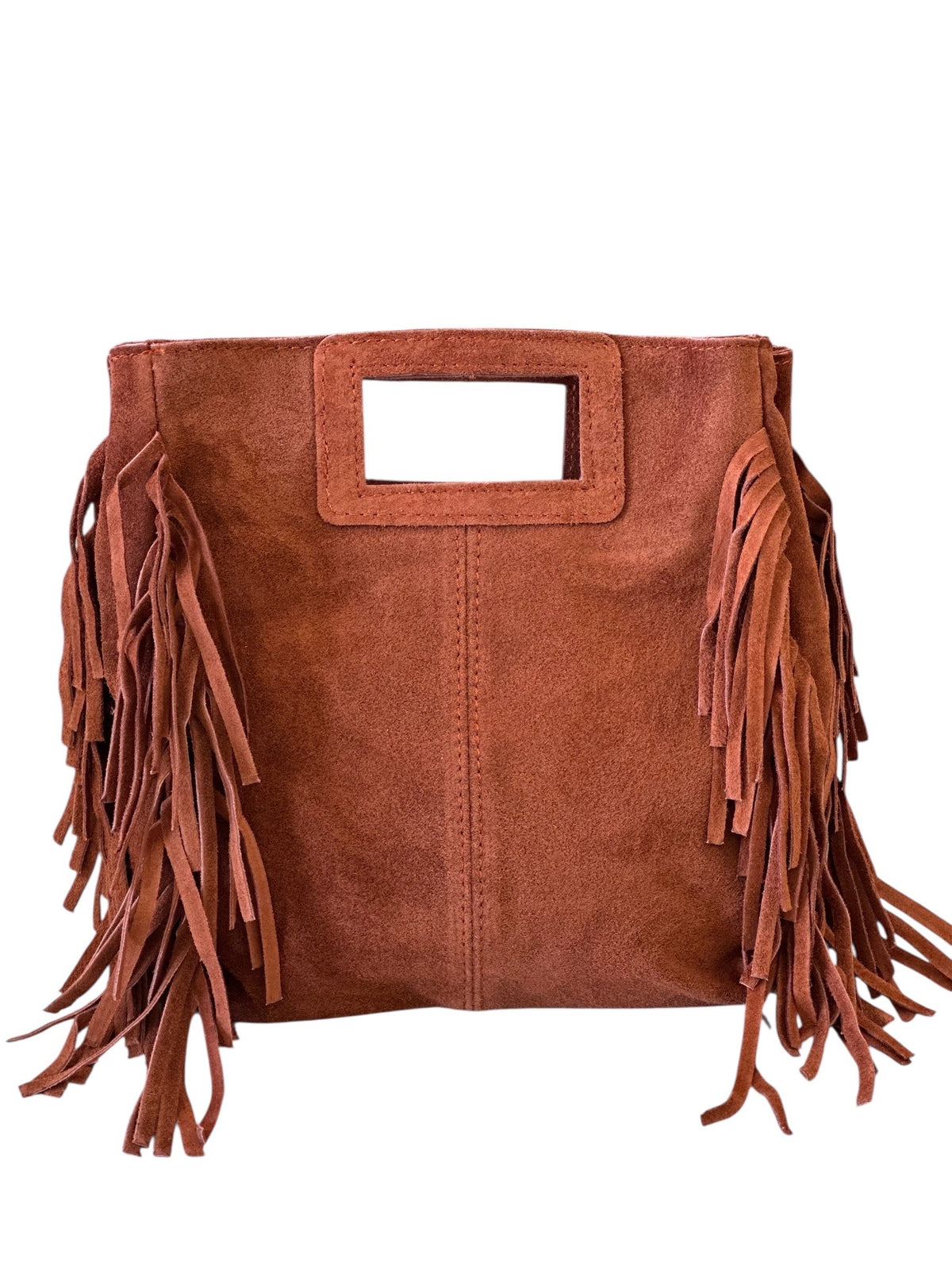 HE1222 Brick Fringe Suede Top Handle Bag