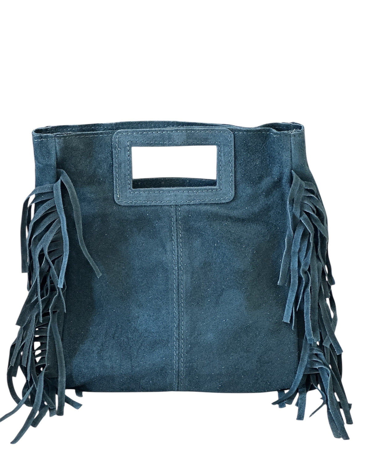 HE1226 Teal Fringe Suede Top Handle Bag