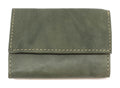 HE123 Olive Green Leather Trifold Snap Wallet