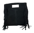 HE1234 Black Fringe Suede Top Handle Bag
