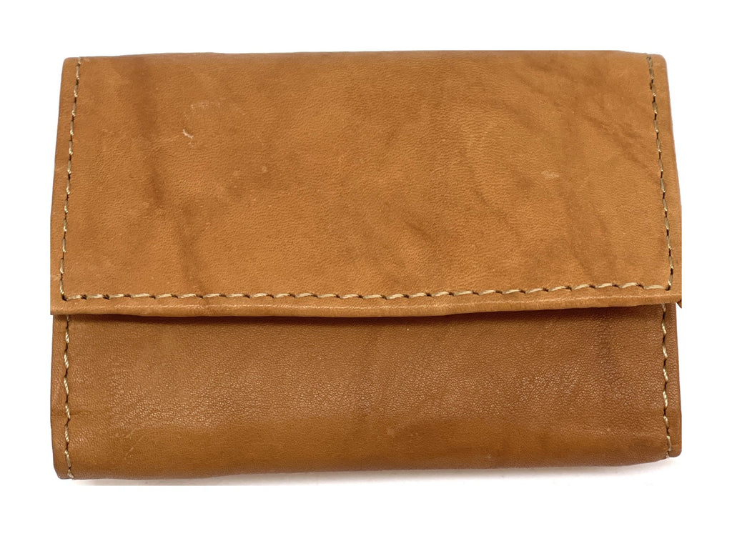 HE124 Tan Trifold Snap Wallet