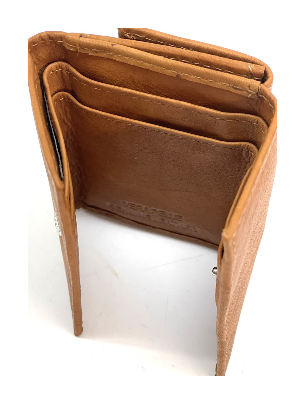 HE124 Tan Trifold Snap Wallet