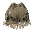 HE1241 Dark Taupe Fringe Suede Bucket Bag