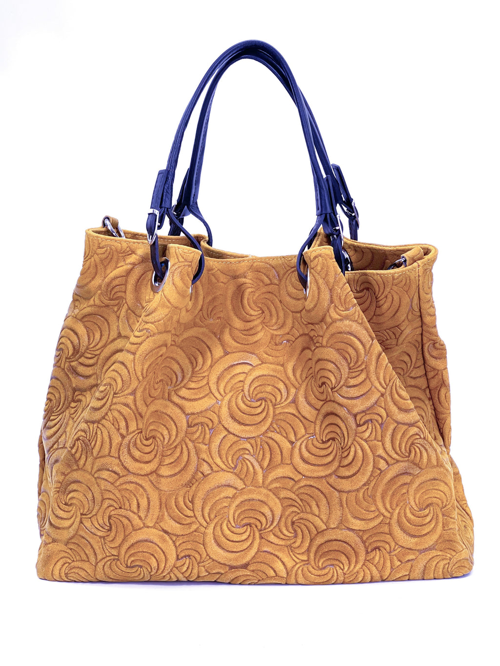 HE1246 Tan Embossed Suede Tote Bag