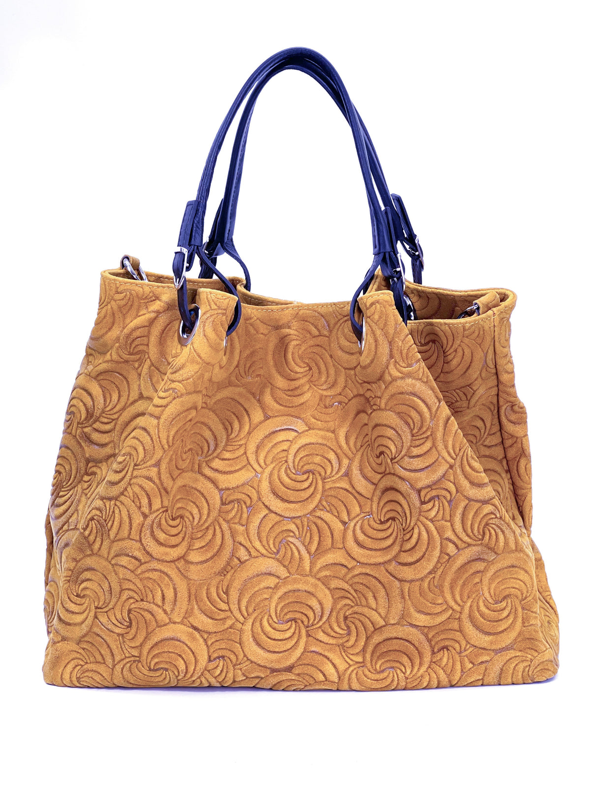 HE1246 Tan Embossed Suede Tote Bag