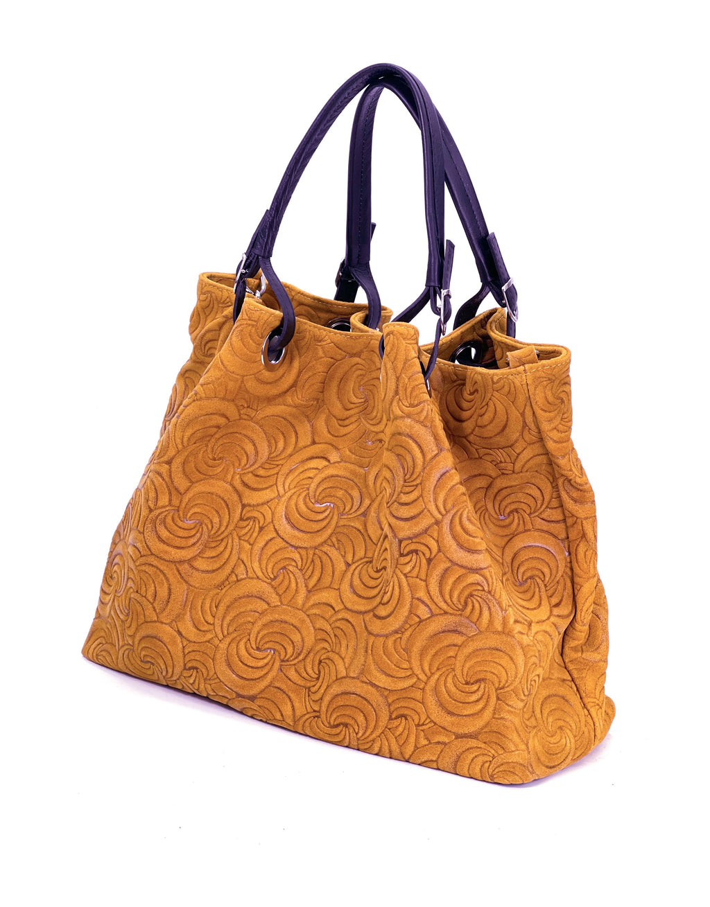 HE1246 Tan Embossed Suede Tote Bag