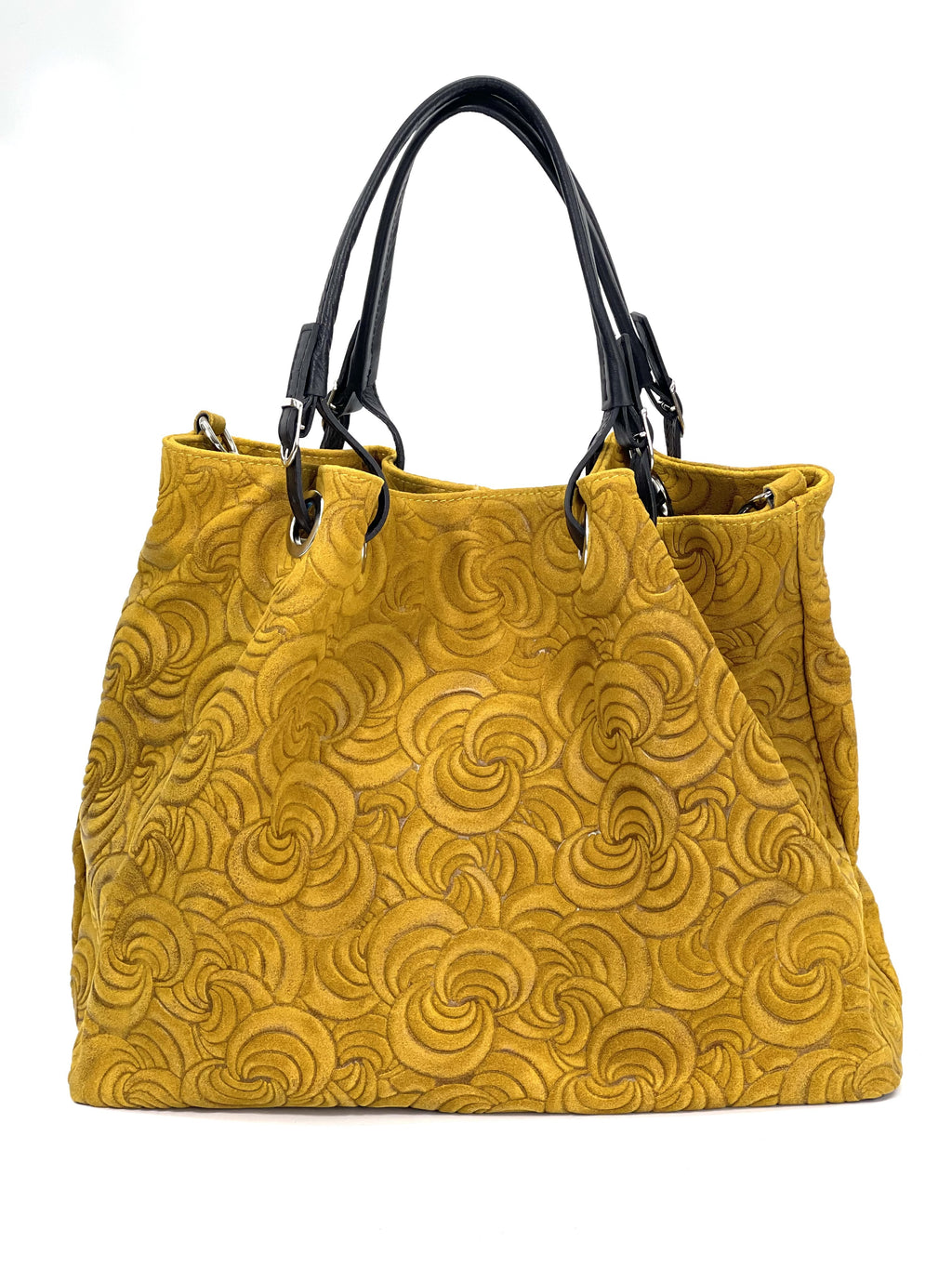 HE1247 Mustard Embossed Suede Tote Bag
