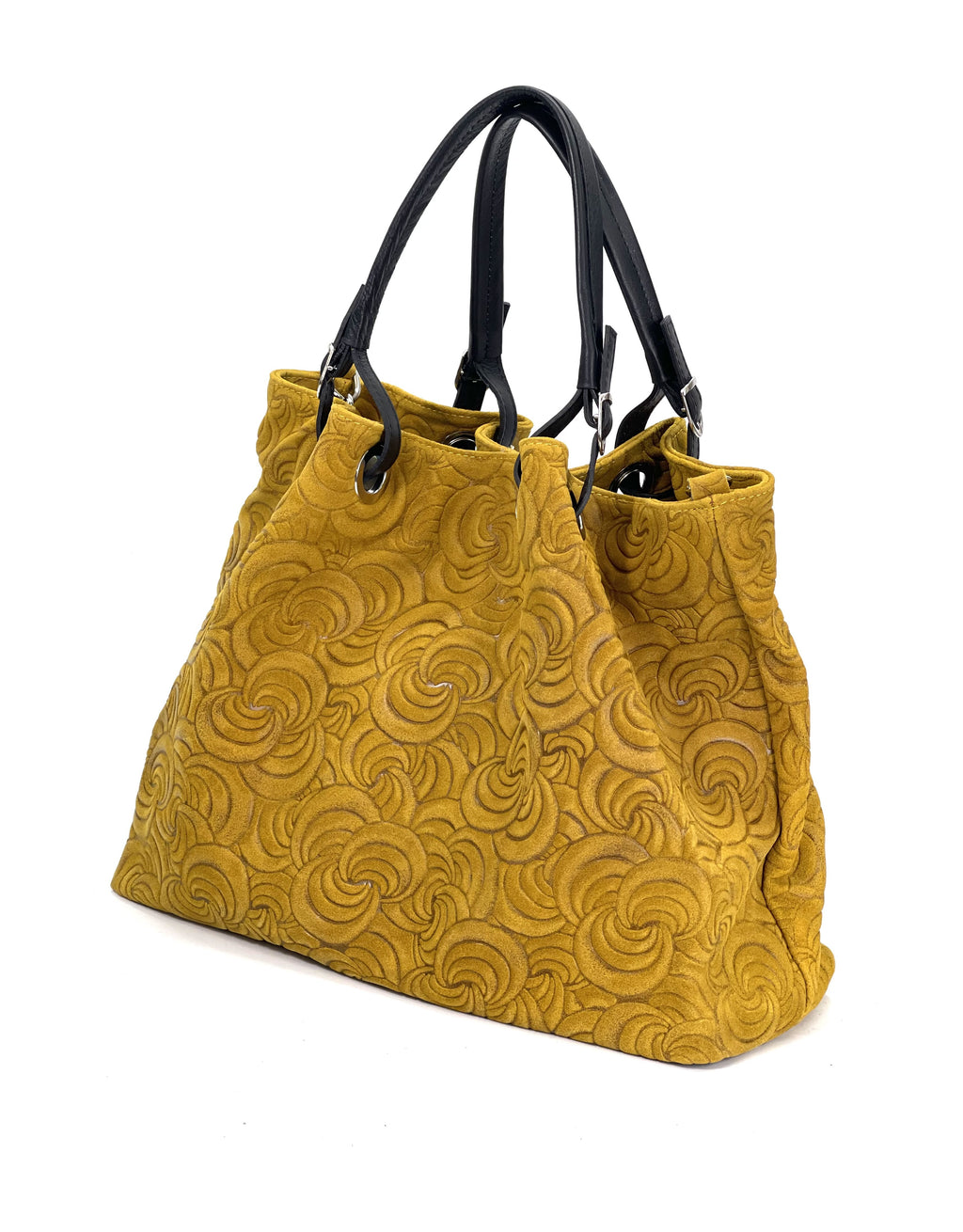 HE1247 Mustard Embossed Suede Tote Bag