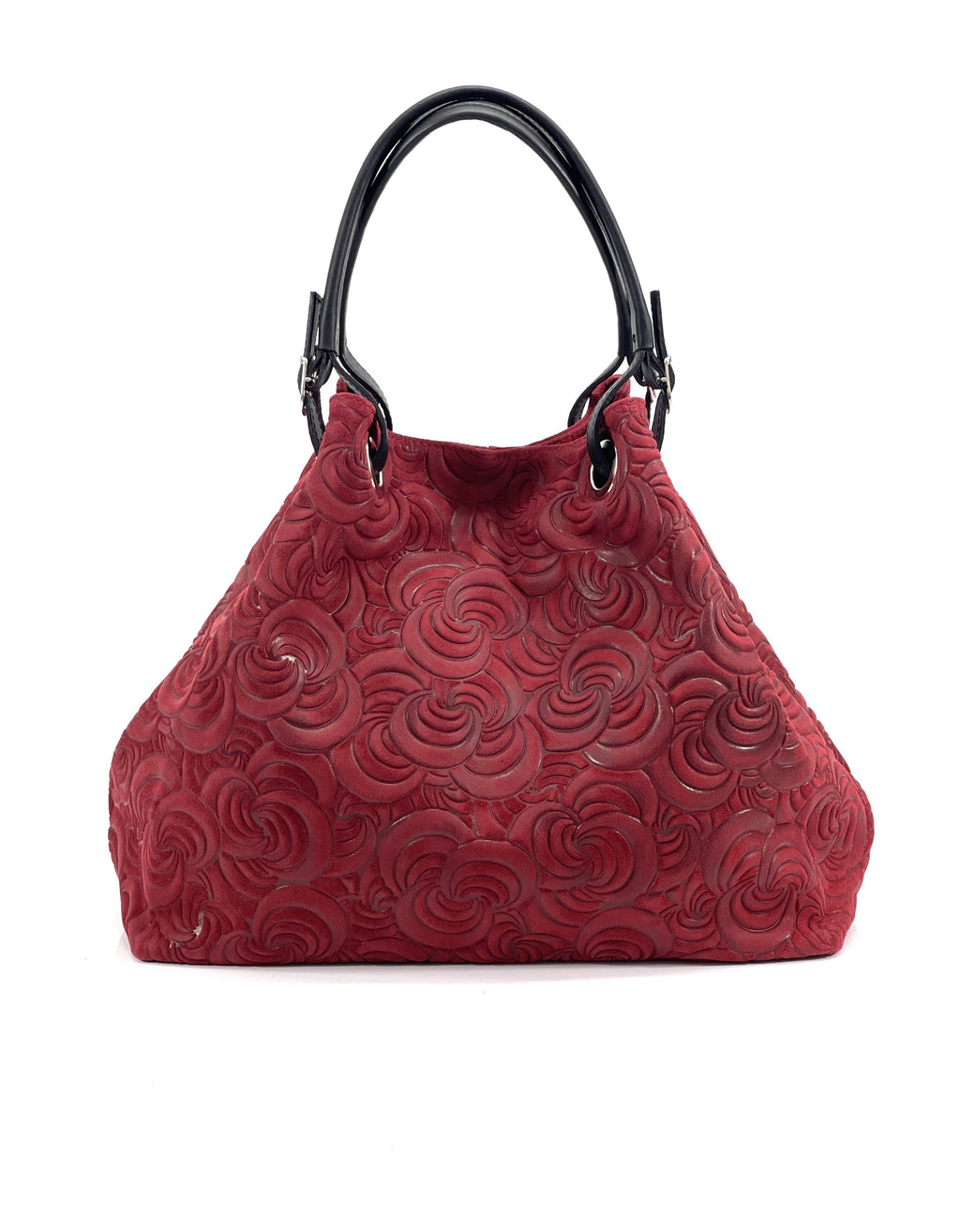 HE1249 Dark Red Embossed Suede Tote Bag