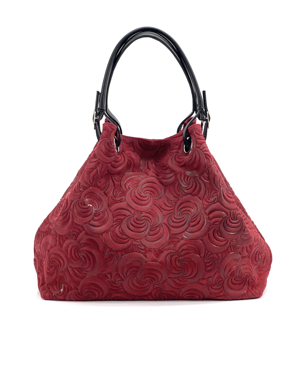 HE1249 Dark Red Embossed Suede Tote Bag